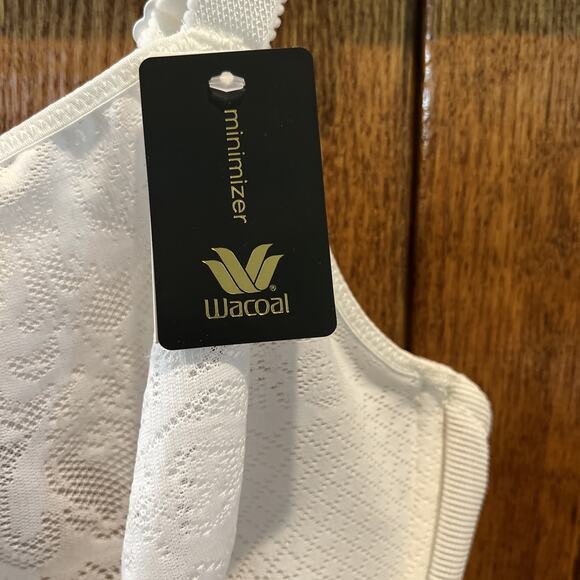 Wacoal Minimizer Bra 44DD Sheer Lace Underwire White 3 Hooks Style #857210 NWT - Picture 3 of 8